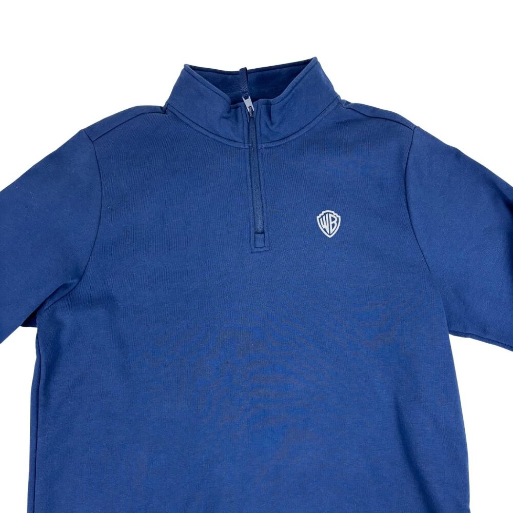 Warner Bros Logo Sweatshirt Mens Size XXL Blue Quarter-Zip Pullover - Picture 3 of 10